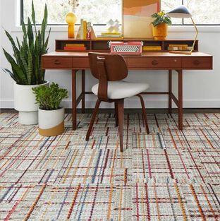 FLOR Savile Row rug shown in Berry